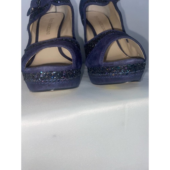 ENZO ANGIOLINI Easling Peep Toe Mary Jane Platform Pump Blue Suede Size 6.5 (M) - Picture 4 of 10